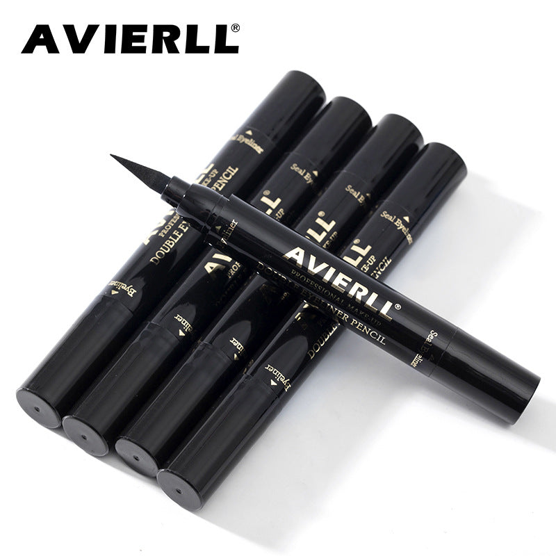 Wish cross-border makeup double head seal eyeliner pen triangle seal eyeliner 2 and 1 waterproof eyeliner pen new style