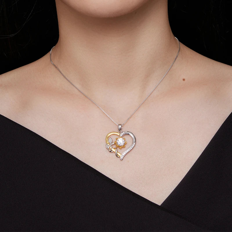 Golden Heart Diamond Moissanite Pendant